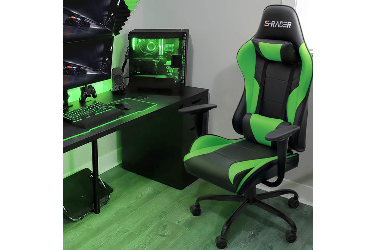 Lime green and discount black gaming chair